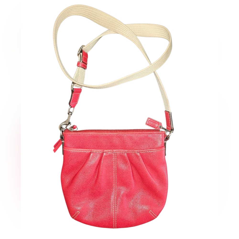 Coach Vintage Y2k Red Leather Pleated Crossbody Bag